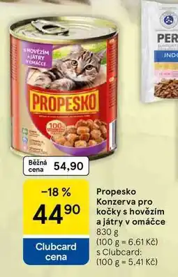 Tesco Propesko Konzerva pro kočky s hovězím a játry v omáčce, 830 g nabídka