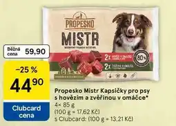 Tesco Propesko Mistr Kapsičky pro psy s hovězím a zvěřinou v omáčce, 4× 85 g nabídka
