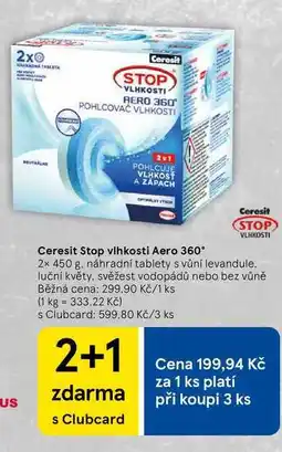 Tesco Ceresit Stop vlhkosti Aero, 360° 2× 450 g, náhradní tablety s vůní levandule nabídka