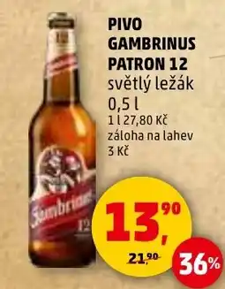 Penny Market Pivo Gambrinus patron 12 nabídka