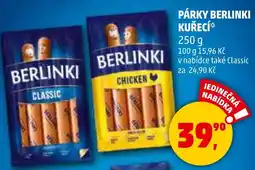 Penny Market BERLINKI Párky kuřecí nabídka