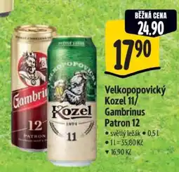 Albert Velkopopovický Kozel 11 Gambrinus Patron 12 nabídka