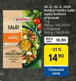 Tesco Kotányi Italský Salát sypký kořenicí přípravek nabídka