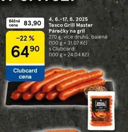 Tesco Tesco Grill Master Párečky na gril nabídka