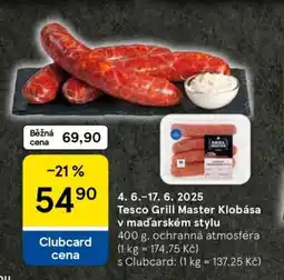 Tesco Tesco Grill Master Klobása v maďarském stylu nabídka
