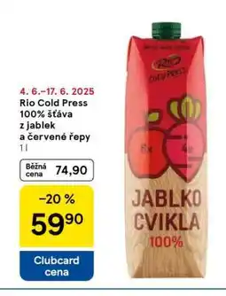 Tesco Rio Cold Press 100% šťáva z jablek a červené řepy nabídka
