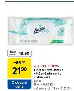 Tesco Linteo Baby Dětské vlhčené ubrousky s aloe vera nabídka