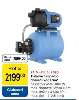 Tesco Tlakové čerpadlo, domácí vodárna nabídka