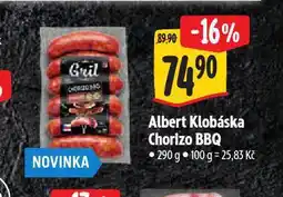 Albert Klobása chorizo bbq nabídka