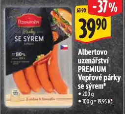 Albertovo uzenářství PREMIUM Vepřové párky se sýrem