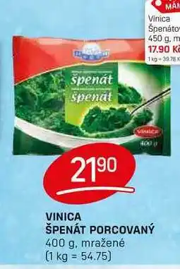 Flop VINICA ŠPENÁT PORCOVANÝ 400 g, mražené nabídka