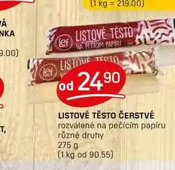 Flop LISTOVÉ TĚSTO ČERSTVÉ rozválené na pečícím papíru různé druhy 275 g nabídka