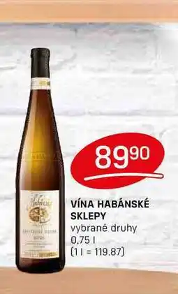 Flop VÍNA HABÁNSKÉ SKLEPY vybrané druhy 0,75l nabídka