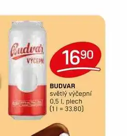 Flop BUDVAR světlý výčepní 0,5 1, plech nabídka