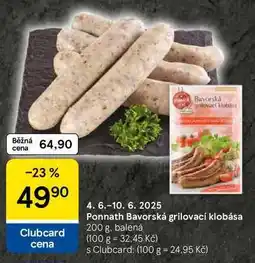 Tesco Ponnath Bavorská grilovací klobása, 200 g nabídka