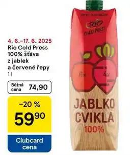 Tesco Rio Cold Press 100% šťáva z jablek a červené řepy, 1 l nabídka