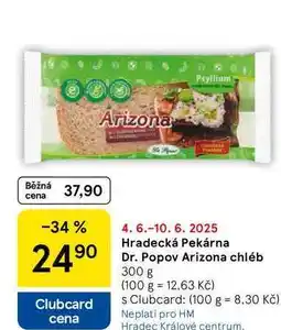 Tesco Hradecká Pekárna Dr. Popov Arizona chléb, 300 g nabídka