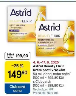 Tesco Astrid Beauty Elixir Krém proti vráskám, 50 ml, denní nebo noční nabídka
