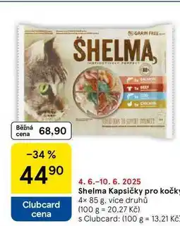 Tesco Shelma Kapsičky pro kočky, 4x 85 g nabídka