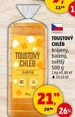 Penny Market TOUSTOVÝ CHLÉB krájený, balený, světlý, 500 g nabídka