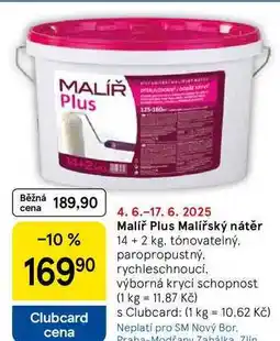 Tesco Malíř Plus Malířský nátěr, 14+2 kg, tónovatelný. paropropustný nabídka