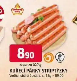 Trefa KUŘECÍ PÁRKY STRIPTÝZKY 100g nabídka