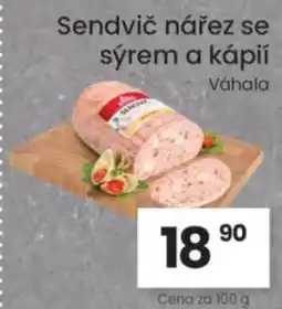 Sendvič nářez se sýrem a kápií