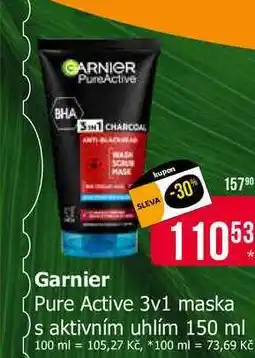 Teta Garnier Pure Active 3v1 maska s aktivním uhlím 150 ml nabídka