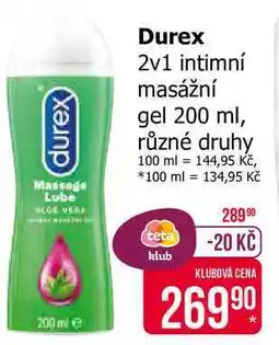 Teta Durex 2v1 intimní masážní gel 200 ml nabídka