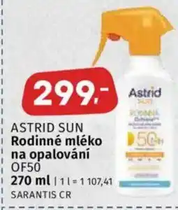 Coop ASTRID SUN Rodinné mléko na opalování OF50 nabídka