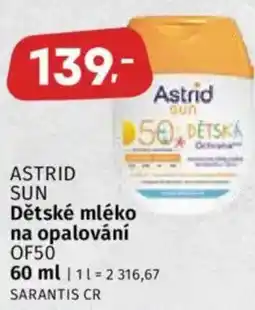 Coop ASTRID SUN Dětské mléko na opalování OF50 nabídka
