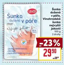 Billa Šunka dušená v páře, Vinohradská šunka nejvyšší jakosti nabídka