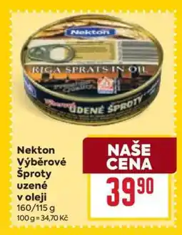 Billa Nekton Výběrové šproty uzené v oleji nabídka