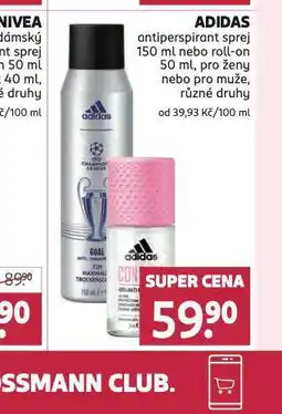 Rossmann Adidas antiperspirant, roll-on nabídka