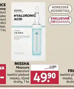 Rossmann Missha mascure textilní maska nabídka