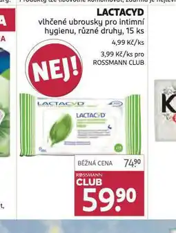 Rossmann Lactacyd vlhčené ubrousky nabídka