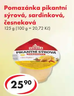 CBA Pomazánka pikantní sýrová, sardinková, česneková nabídka
