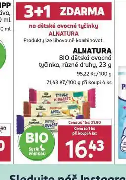 Rossmann Alnatura bio dětská ovocná tyčinka nabídka