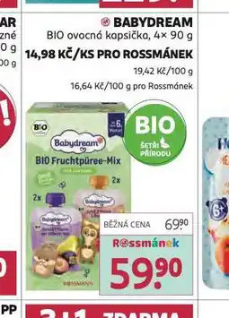 Rossmann Babydream bio ovocná kapsička nabídka
