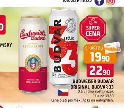 Terno Pivo budweiser budvar nabídka