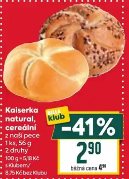 Billa Kaiserka natural, cereální nabídka