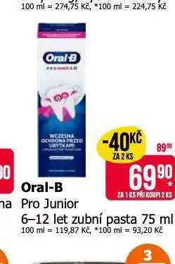 Teta Oral-b projunior zubní pasta nabídka