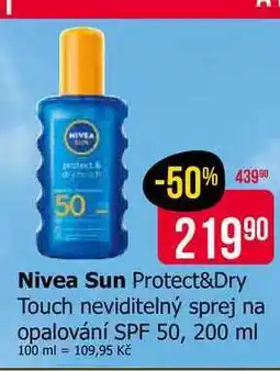 Teta Nivea Sun Protect&Dry Touch neviditelný sprej na opalování SPF 50, 200 ml nabídka