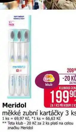 Teta Meridol měkké zubní kartáčky 3 ks nabídka