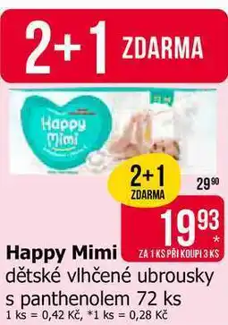 Teta Happy Mimi dětské vlhčené ubrousky s panthenolem 72 ks nabídka