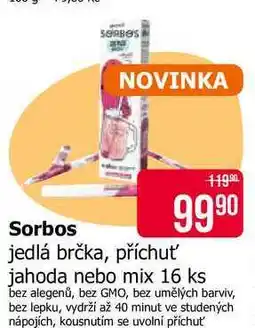 Teta Sorbos jedlá brčka, příchuť jahoda nebo mix 16 ks nabídka