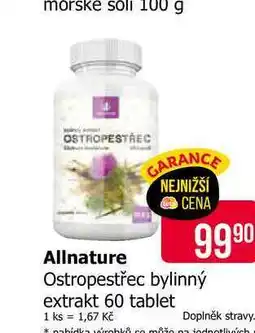 Teta Allnature Ostropestřec bylinný extrakt 60 tablet nabídka