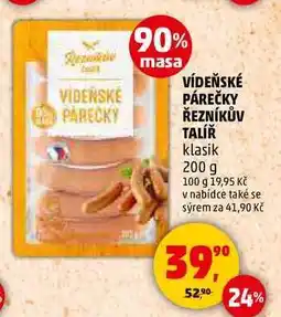 Penny Market VÍDEŇSKÉ PÁREČKY ŘEZNÍKŮV TALÍŘ klasik, 200 g nabídka