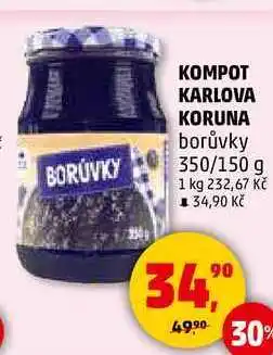 Penny Market KOMPOT KARLOVA KORUNA borůvky, 350/150 g nabídka