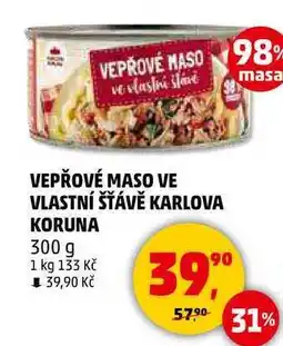Penny Market VEPŘOVÉ MASO VE VLASTNÍ ŠŤÁVĚ KARLOVA KORUNA, 300 g nabídka